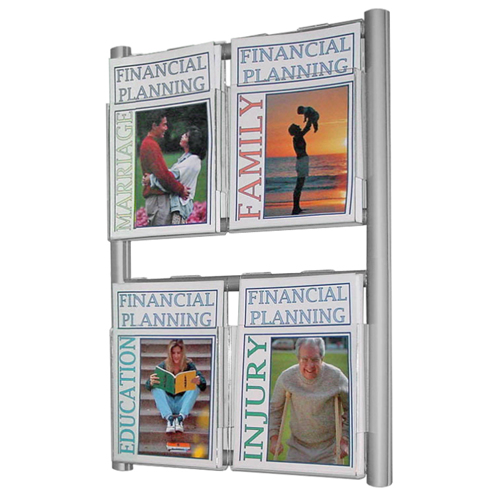 LW3: Wall mounted aluminium 'ladders' with hook-over leaflet holders
