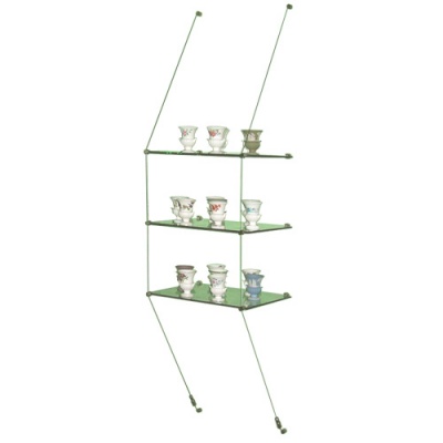 Wall suspended glass shelving